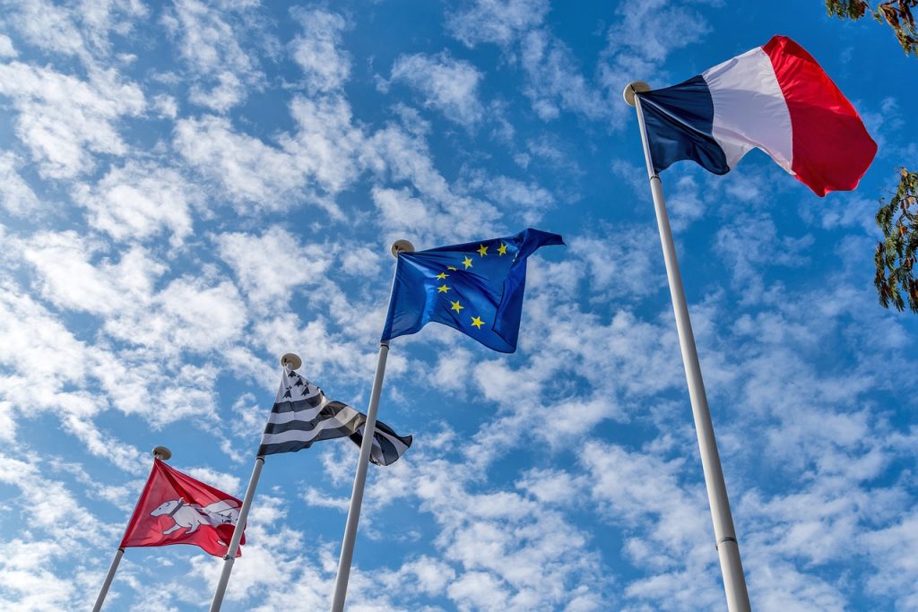 flag, france, blue sky